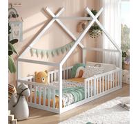 Alavya Home Lit au sol DREAM 80x160 cm hêtre - set complet, blanc