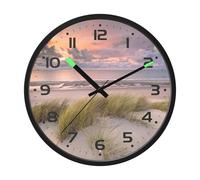 ALAZA Horloge murale numérique ronde moderne de 30,5 cm, illustration plage, ciel, coucher de soleil, horloge LED silencieuse décorative, fonctionne à piles pour cuisine, salon, bureau