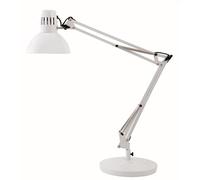 Alba ARCHI BC Lampe architecte fluorescente avec pince et socle Blanc