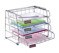 Alba Corbeille à courrier chromé - H. 31,5 cm - Set de 4