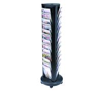 Alba DDTOWER Présentoir Carrousel Mobile Plastique 39 Cases A4 Noir / Blanc Translucide