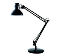 Alba Lampe de bureau Architecte - Ampoule Led E27 - 20W - Double bras articulé - Tête orientable - Noir