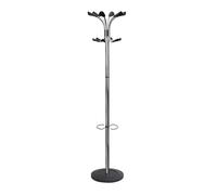 Alba – Porte-manteau Chroma 6 – Double patères, métal/plastique, base lestée – Chrome/Noir