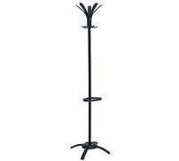 ALBA - PMCLEO N - Porte-manteau sur Pieds - 5 Doubles Patères - Porte parapluies - Acier / Plastique Noir -