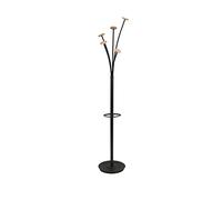 ALBA - PMFESTW N - Porte manteau design - Noir - Bois Clair - Capacité 6 parapluies et socle de récupération d'eau