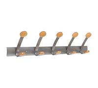 Alba PMV5 5 double patères Murale A Visser Gris Metal Et Bois Clair