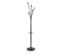 Alba Porte Manteau sur Pied - Métal - Porte Parapluie - 5 Patères - Base Stable Lestée - Montage Facile - Noir - Idéal Bureau et Entrée Maison 187x36x36 cm PMFESTYN