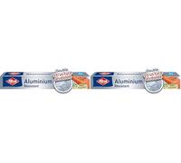 Albal - Film Aluminium 20m - Résistant - Double structure alvéolée - Four et barbecue (Lot de 2)