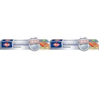 Albal - Film Aluminium 50m - Résistant - Double structure alvéolée - Four et barbecue (Lot de 2)