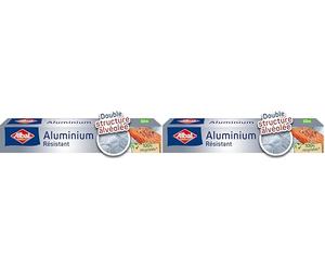 Albal - Film Aluminium 50m - Résistant - Double structure alvéolée - Four et barbecue (Lot de 2)
