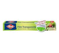 Albal Film transparent auto-adhésif - Film alimentaire transparent avec système de coupe facile, 30 m x 32,5 cm, 70% matériaux recyclés