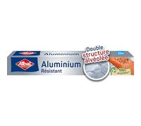 ALBAL Papier Aluminium pour four et barbecue (20m), Film Alu résistant aux déchirures et aux variations de températures, Rouleau aluminium à double structure alvéolée