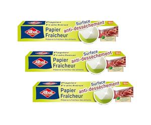 Albal Rouleau de Papier Fraîcheur, Facile à Découper, Surface Anti-dessèchement, 16 m (Lot de 3)