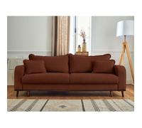 Best mobilier Canapé 3 places Albane convertible avec coffre en velours côtelé Rouille