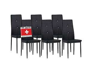 Albatros 3098 Diamond Lot de 6 chaises, Noir, SGS Tested