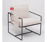 Albatros Breston Fauteuil design vintage avec housse en tissu beige de qualité supérieure pour salon, chambre à coucher ou comme fauteuil TV