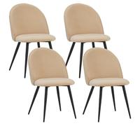Albatros Capo Lot de 4 chaises de Salle à Manger avec Housse en Velours Beige - Design Vintage élégant - Housse en Velours - Chaise rembourrée certifiée SGS - Chaise de Cuisine Moderne