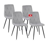 Albatros Dora Lot de 4 chaises de salle à manger avec housse en velours - Gris - Design vintage élégant - Charge maximale de 110 kg - Chaise de cuisine moderne