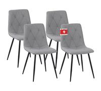 Albatros Dora Lot de 4 chaises de salle à manger rembourrées avec housse en tissu - Grises - Design vintage élégant - Charge maximale : 110 kg - Pour cuisine, salle à manger ou table à manger