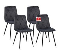 Albatros Dora Lot de 4 chaises de salle à manger rembourrées avec housse en velours, anthracite, design vintage élégant, charge maximale : 110 kg, pour cuisine, salle à manger ou table à manger