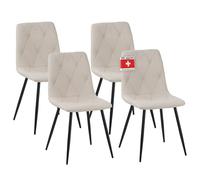 ALBATROS Lot de 4 chaises de salle à manger Dora avec housse en tissu - Beige - Design vintage élégant - Charge maximale : 110 kg - Chaise de cuisine moderne - Chaise de salle à manger ou table à
