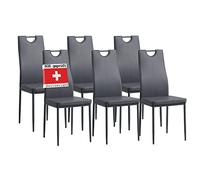 Albatros Salerno Lot de 6 chaises de Salle à Manger - Design Italien élégant - Housse en Cuir synthétique - Chaise rembourrée Confortable - Chaise de Cuisine, Salle à Manger ou Table à Manger - Gris