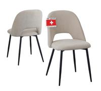 Albatros Silvi Lot de 2 chaises de salle à manger avec housse en velours côtelé Beige - Design vintage élégant - Housse en velours côtelé certifiée SGS - Chaise de cuisine, chaise de salle à manger ou