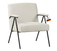 ALBATROS Stanford Fauteuil vintage Mid Century moderne, housse en tissu côtelé de qualité supérieure, beige, noyau à ressorts très confortable, fauteuil de relaxation, fauteuil de salon, chambre à