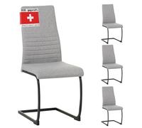 ALBATROS TURANO Lot de 4 chaises de salle à manger rembourrées, design moderne, housse en tissu, rembourrage épais, grises