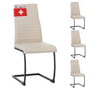 Albatros Turano Lot de 4 chaises de salle à manger rembourrées, design moderne, housse en tissu, rembourrage épais, beige