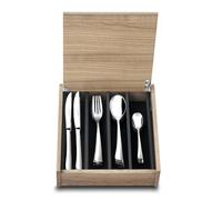 ALBERT DE THIERS - A0819998 - Ménagère 48 Pièces - Collection Élégance - Service pour 12 Personnes - Acier Inoxydable - Finition Poli Miroir - Coffret Bois - 3,80 kg, Silver