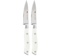ALBERT DE THIERS - L'IRRESISTIBLE - Couteau Office 9 cm - Lame Acier Inoxydable Tranchante - Manche ABS 3 Rivets - Protection PVC - Présentation Carte Élégante, Argent (Lot de 2)