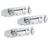 Alberts 115432 Verrou de porte | droit, avec poignée bouton et gâche attachée | bichromaté | platine 120 x 44 mm | Set de 3 pièces