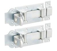 Alberts 118570 Verrou porte cadenas à rouleaux | droit, avec poignée plate et gâche attachée | passivé | platine 180 x 80 mm | Set de 2 pièces