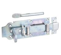 Alberts 118815 Verrou porte-cadenas à rouleaux pour portes d'étables | droit, avec poignée plate et gâche attachée | bichromaté | platine 200 x 80 mm