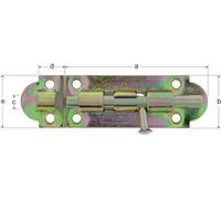 Alberts 124083 Targette | avec poignée bouton et sans ressort | passivé | platine 100 x 30 mm | boulon Ø 8 mm