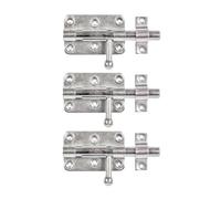 Alberts 129187 Verrou de box porte-cadenas | avec poignée ronde et gâche attachée | passivé | platine 99 x 68 mm | boulon Ø 15 mm | longueur totale 140 mm | Set de 3 pièces