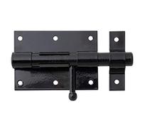 Alberts 137021 Verrou de box | avec poignée ronde et gâche attachée | plastifié, en noir | platine 95 x 67 mm | boulon Ø 15,5 mm | longueur totale 135 mm
