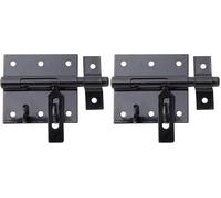Alberts 137304 Verrou porte-cadenas | avec gâche attachée | plastifié, en noir | platine 70 x 67 mm | boulon Ø 9,5 mm | longueur totale 100 mm (Lot de 2)