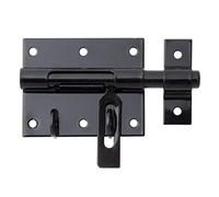 Alberts 137311 Verrou porte-cadenas | avec gâche attachée | noir plastifié | plaque 80 x 64 mm | Ø du boulon 11,5 mm | longueur totale 116 mm | Set de 10 pièces