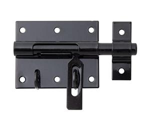 Alberts 137311 Verrou porte-cadenas | avec gâche attachée | noir plastifié | plaque 80 x 64 mm | Ø du boulon 11,5 mm | longueur totale 116 mm | Set de 10 pièces