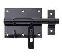 Alberts 137328 Verrou porte-cadenas | avec gâche attachée | plastifié noir | plaque 90 x 73 mm | Ø du boulon 13,5 mm | longueur totale 130 mm | Set de 10 pièces