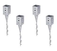 Alberts 208387 Lot de 4 douilles de sol à visser | Pour poteaux en bois carré | Galvanisé à chaud | 91 x 91 mm | Longueur totale 595 mm