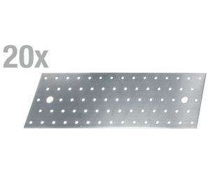 Alberts 20x plaque perforée 300x100x2 mm équerre de plaque perforée galvanisée sendzimir connecteur métallique stable