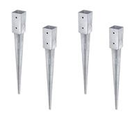 Alberts 211271 Lot de 4 douilles de sol à enfoncer | Pour poteaux en bois carré | Galvanisé à chaud | 71 x 71 mm | Longueur totale 750 mm