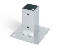 Alberts 211608 Ancre sur platine | pour poteau en bois rond ou carré | galvanisée à chaud | 61 x 61 mm
