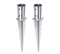 Alberts 211844 Ancre à enfoncer | pour poteau en bois rond ou carré | galvanisée à chaud | Ø 81 mm | longueur totale 600 mm | Set de 2 pièces