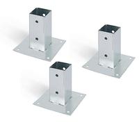 Alberts 211875 Douille à visser | pour poteaux en bois ronds ou carrés | galvanisé à chaud | 61 x 61 mm | Set de 3 pièces
