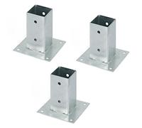 Alberts 211882 Ancre sur platine | pour poteau en bois rond ou carré | galvanisée à chaud | 71 x 71 mm | Set de 3 pièces