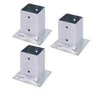 Alberts 211899 Ancre sur platine | pour poteau en bois rond ou carré | galvanisée à chaud | 91 x 91 mm | Set de 3 pièces